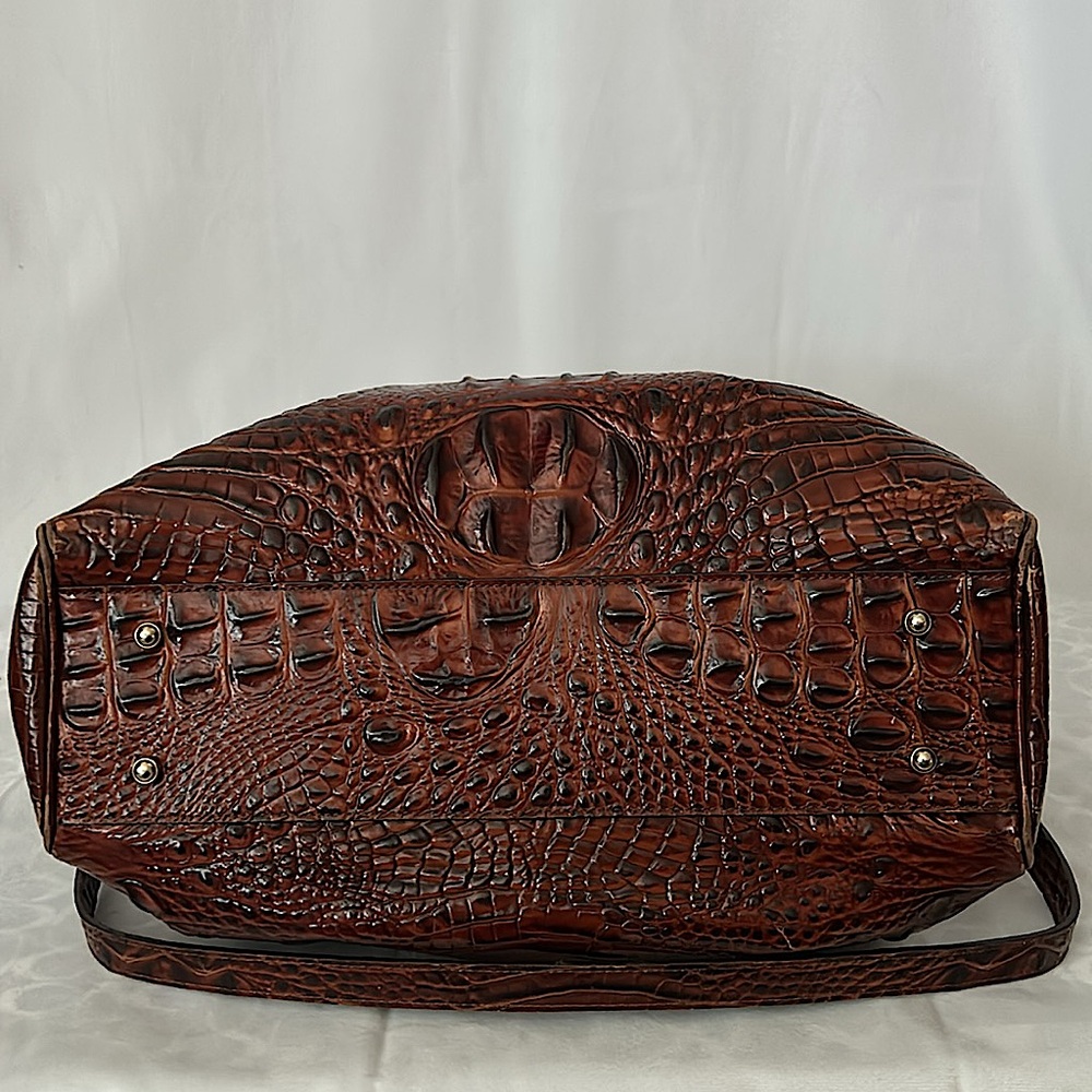 Brahmin Luxurious Brown Crocodile Skin Imprint Leather Elisa Handbag Purse 🌺🌺 - Picture 7 of 15